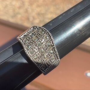 Park Lane Marcasite Ring Silvertone Size 7.5 Vintage